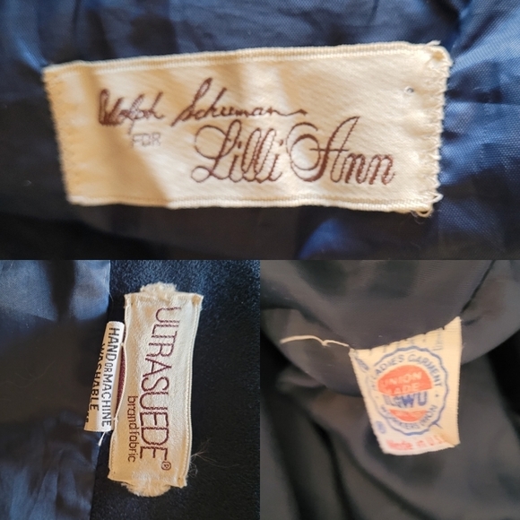 Vintage Lilli Ann Blue Ultra Suede Open Front‎ Tie Waist Midi Coat Union Label - Picture 5 of 5